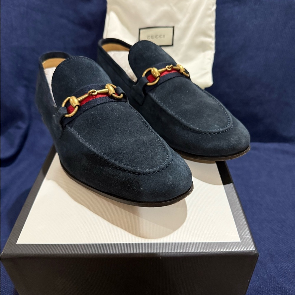 Gucci Men's Blue Suede Loafers